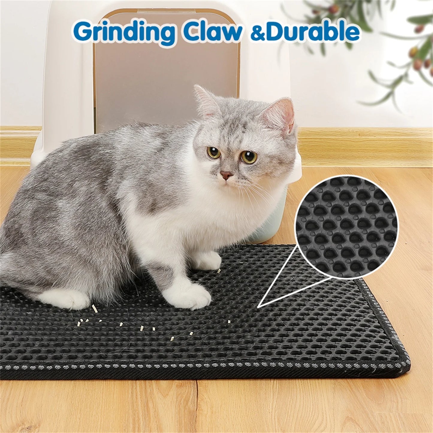 Pefilos Double Layer anti Tracking Waterproof Cat Litter Trapping Mat Black